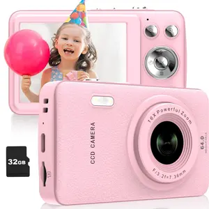 W&O Digital Camera, FHD 1080P Kids Camera, 50MP Point and Shoot Camera with 16X Zoom Anti Shake, Compact Portable Small Camera for Girls Boys Teen Student with 32GB Card