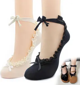 Fyrasol Frilly Women's Ruffle Socks - Comfortable Lace Tie Lolita Style, Best for Mary Jane Shoes (2 Pairs) Ballet Buckle  Dress Flat Girls Love