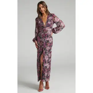 Lorelei Maxi Dress - V Neck Balloon Sleeve Dress in Harvest Floral