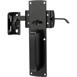 Self-Closing Thumb Gate Latch - Heavy Duty for Wooden, Metal & Vinyl Fences - Black Finish