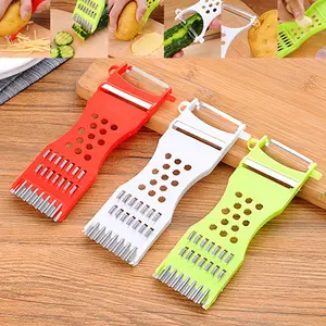 Multifunctional Vegetable Grater & Slicer, 3-in-1 Kitchen Peeler Shredder for Loofah, Cucumber, Potato & Carrot, Durable Plastic Vegetable Cutter for Home Cooking, Kitchen Gadgets