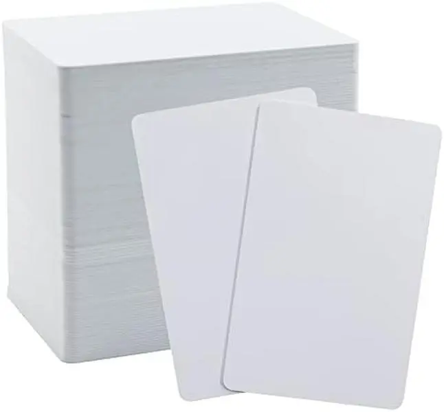 100-Pack High-Quality White PVC ID Badges - Standard Size 3.375in x 2.125in, 30 Mil Thick, Double-Sided, Blank Slots, Compatible with Photo ID Printers, for Office Employees, Membership & Gift Cards