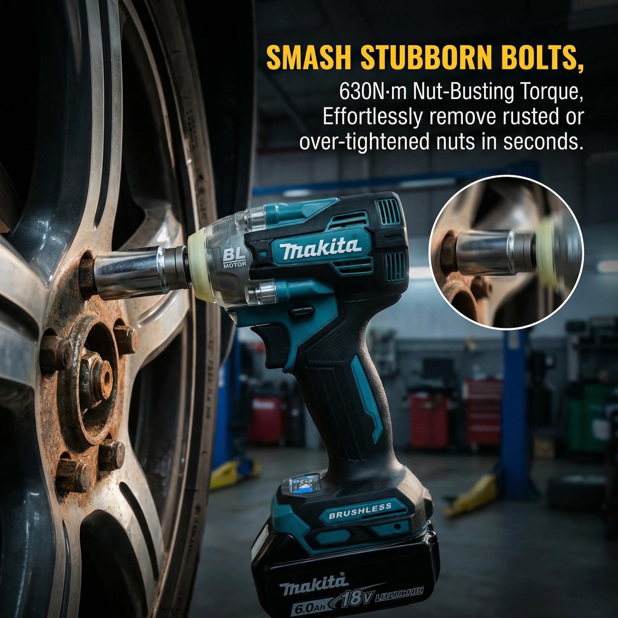 Makita DTW004 18V Brushless Cordless Impact Wrench for Heavy-Duty Fastening and Bolt Removal