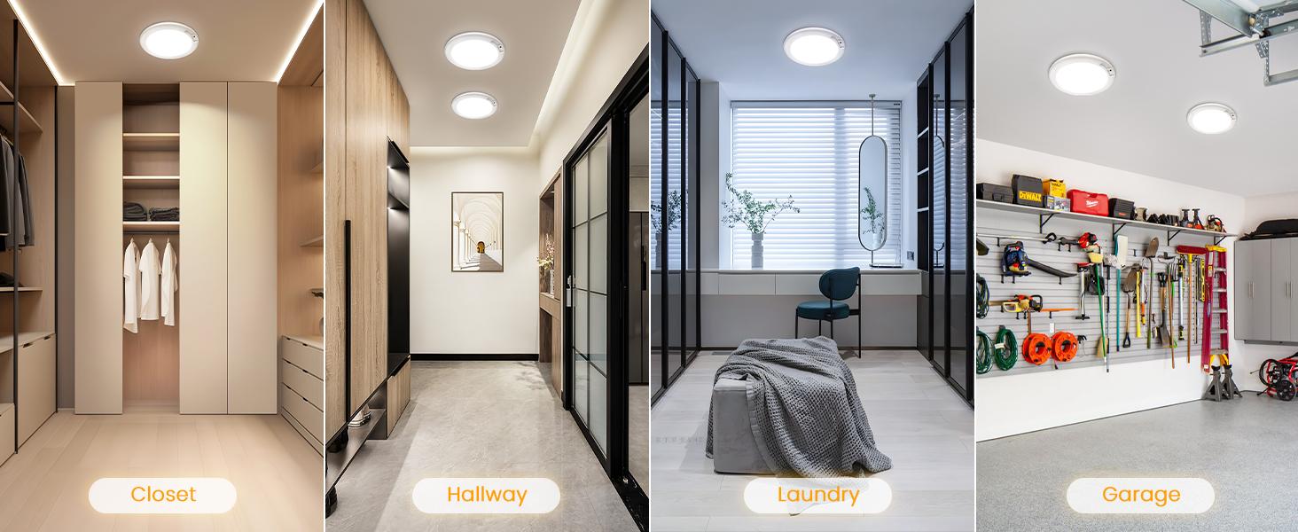 2026 Rechargeable Motion Sensor LED Ceiling Light with Remote, Wireless Battery Operated 3CCT Dimmable Closet Lights for Shower Pantry