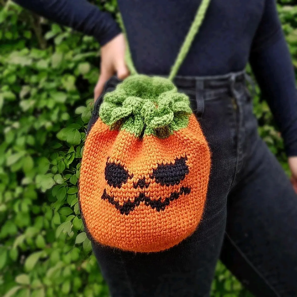 Orange Crochet Pumpkin Bag