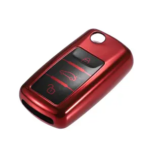 Car Remote Key Fob Cover Case Shell Protector 3 Button Compatible for VW Tiguan 2009-2017, Full Protection TPU