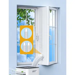 Portable AC Window Seal Kit 400CM/157 for Casement, Crank-Out & Skylight Windows, No-Drill Window Vent Kit with Adjustable Zipper, Fits Single & Dual Hose Portable Air Conditioners