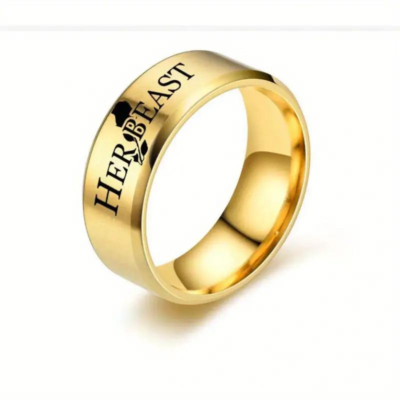 Pair of Beauty and the Beast Couple Rings - Matching Wedding/Anniversary Rings for Him and Her, Elegant Gold Jewelry, Suitable for Couples, Valentine's Day Gift, Daily and Special Occasion Jewelry - Rings Symbolizing His Beauty and Her Beast, Couple Jewel Pair of Beauty and the Beast Couple Rings - Matching Wedding/Anniversary Rings for Him and Her, Elegant Gold Jewelry, Suitable for Couples, Valentine's Day Gift, Daily and Special Occasion Jewelry - Rings Symbolizing His Beauty and Her Beast, Couple Jewel
