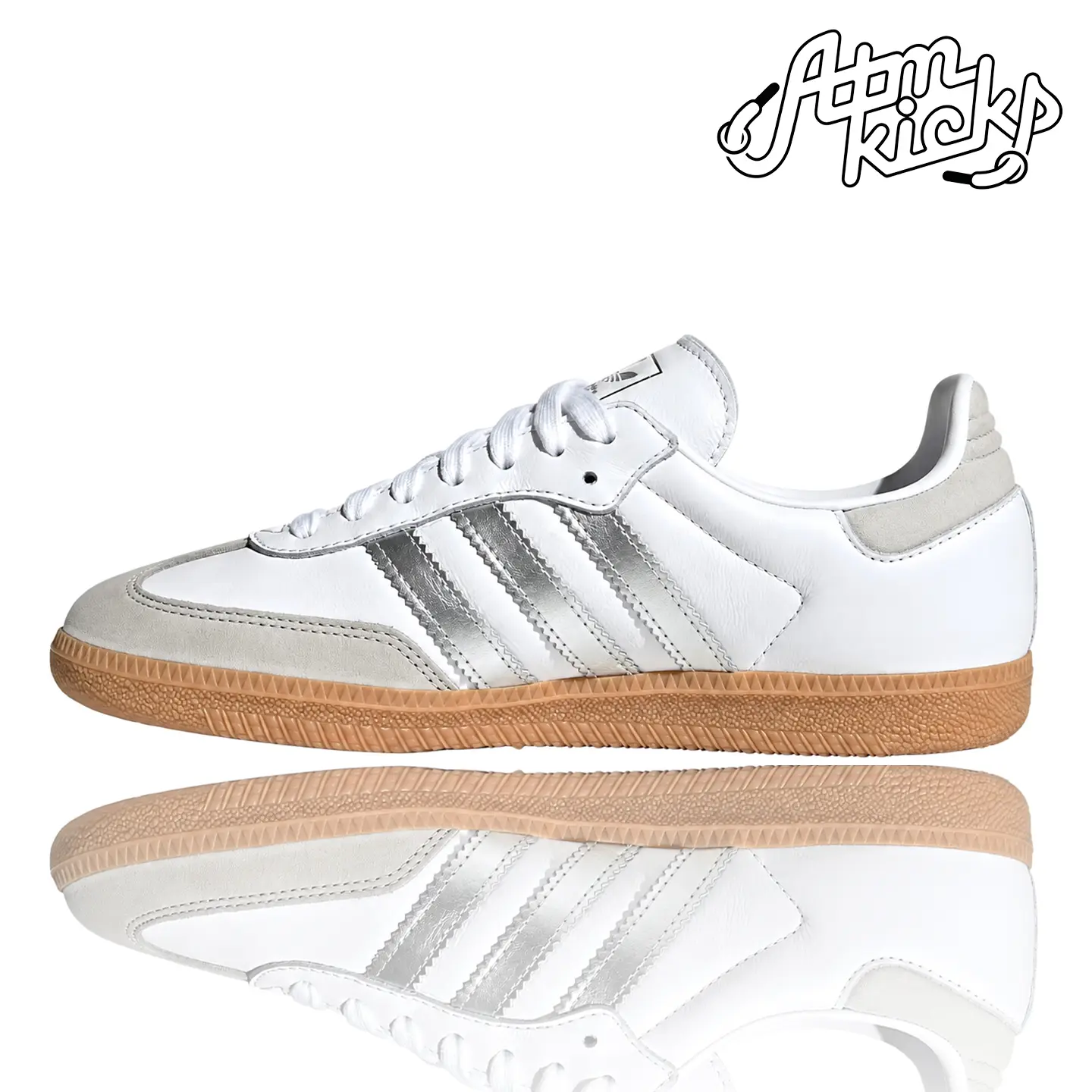 adidas Samba OG White Silver Metallic Grey (Women's) JI2725 Authentic Shoes Footwear Sneaker Trainer Comfortable Walking Fashion Trending Gift