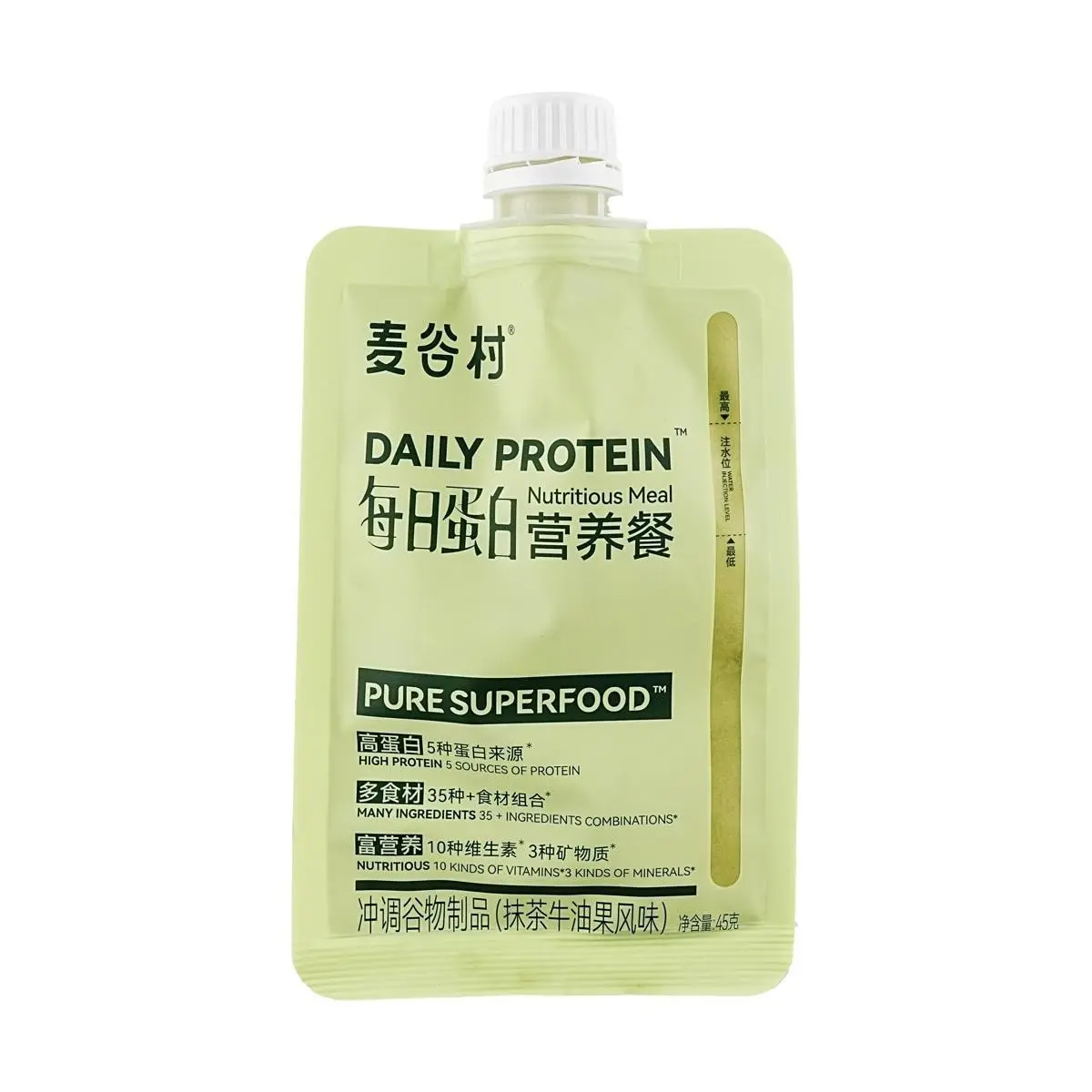 MAI GU CUN Daily Protein Nutritional Meal - Matcha Avocado Flavor, 45g Pack