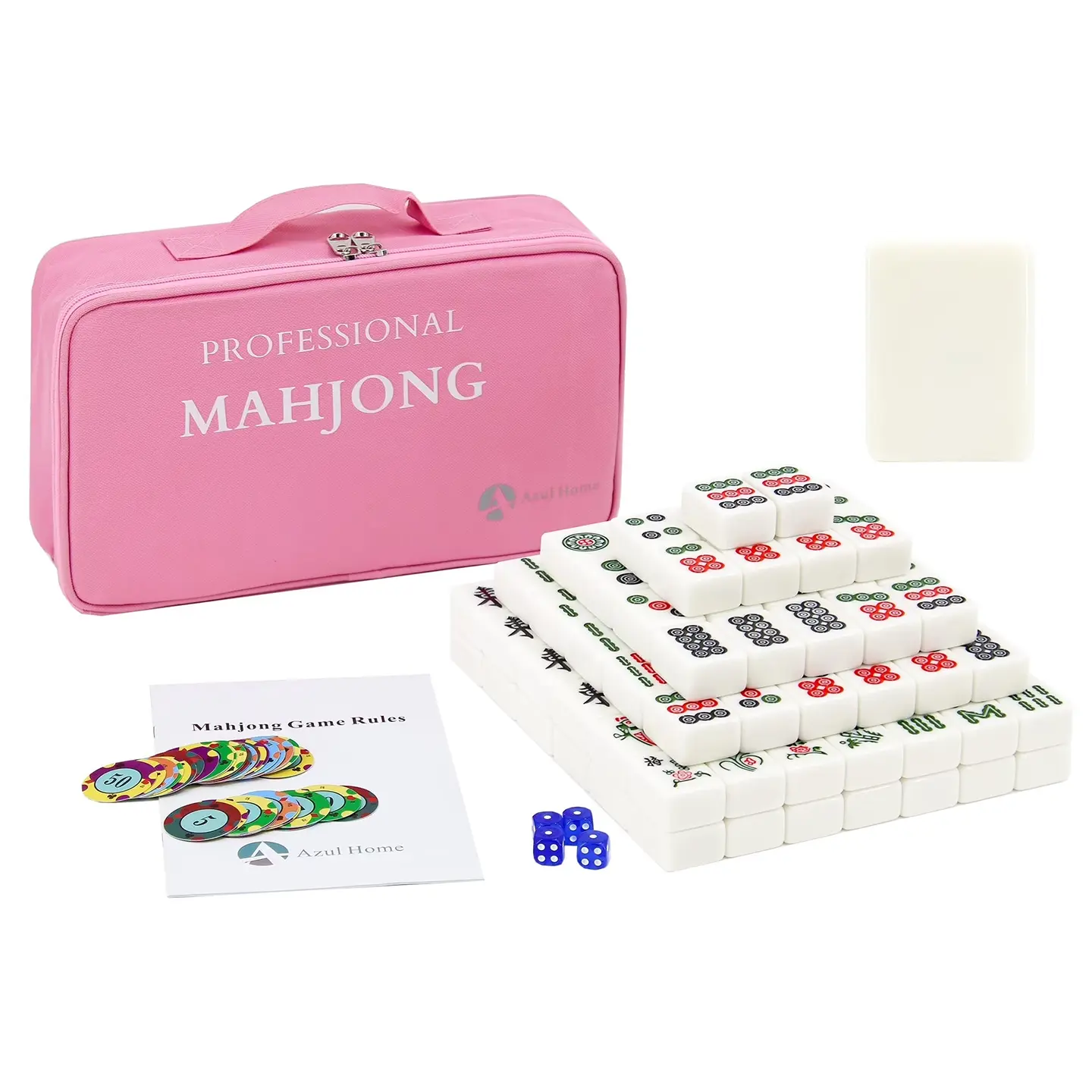 2026 White Traditional Chinese Mahjong Set - Board Family Games with Travel Case, Family Fun Strategy Board Game for Leisure and Travel, Family Fun Game