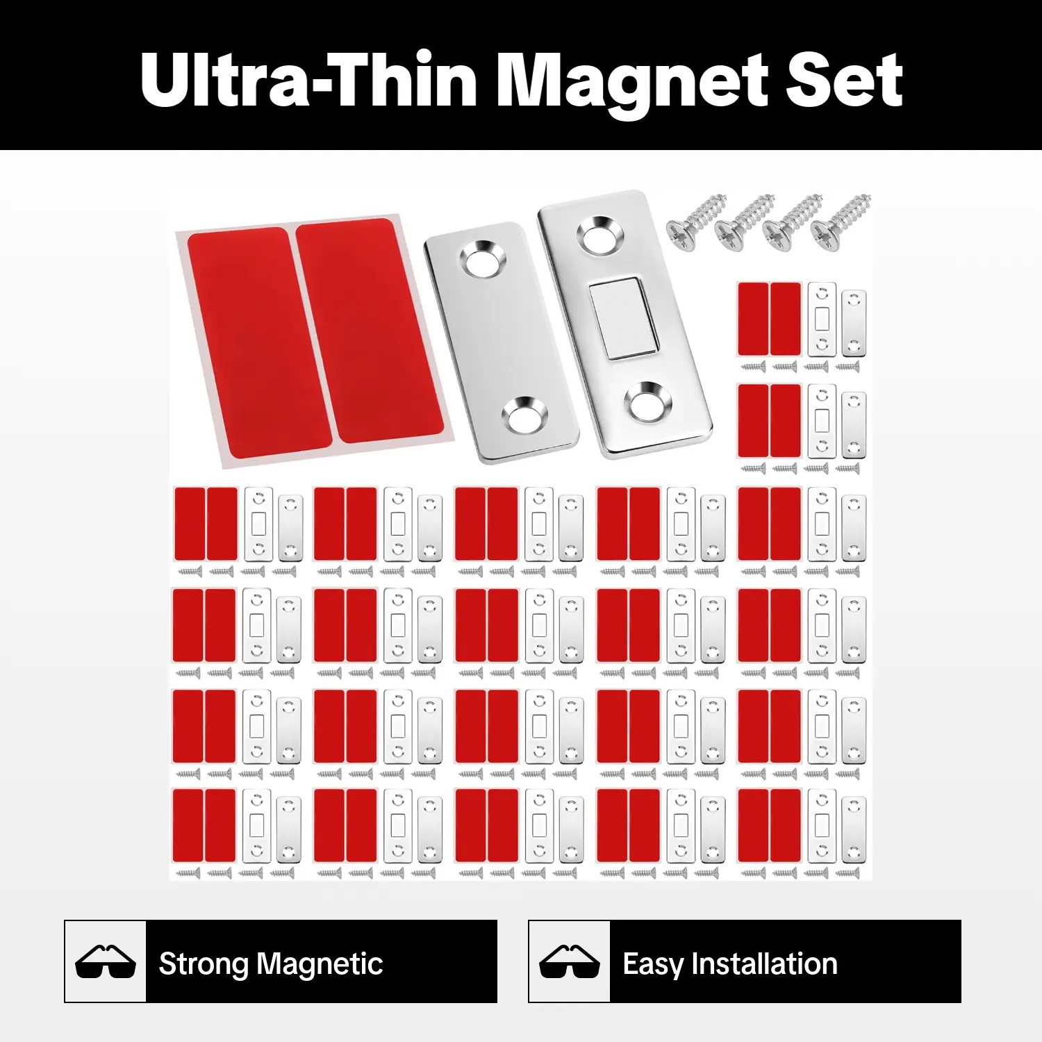 22 Pair Cabinet Magnets for Closure, Ultra Thin Magnetic Cabinet Door Catch Adhesive Drawer Magnets for Closet Door Cupboard Close