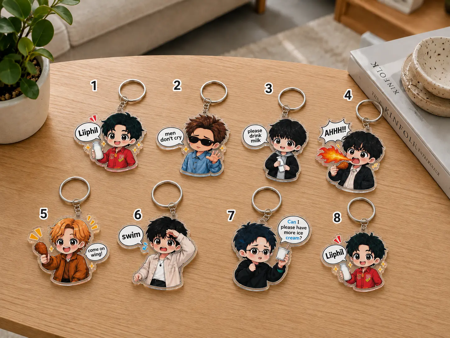 Kpop Acrylic Keychain, Idol Style Bag Charm, Cartoon Photo Keyring, Backpack Pendant, Fan Gift for Concert Ita Bag