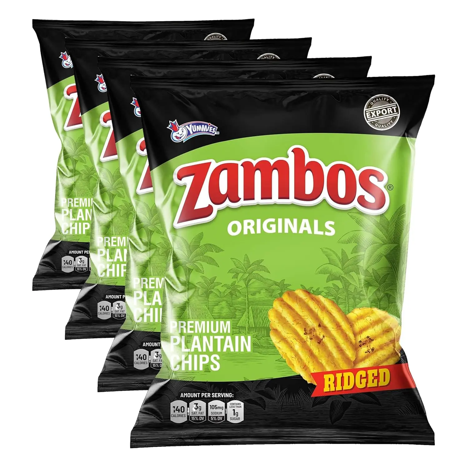 Zambos Plantain Chips Original, Ridged (Pack of 4)