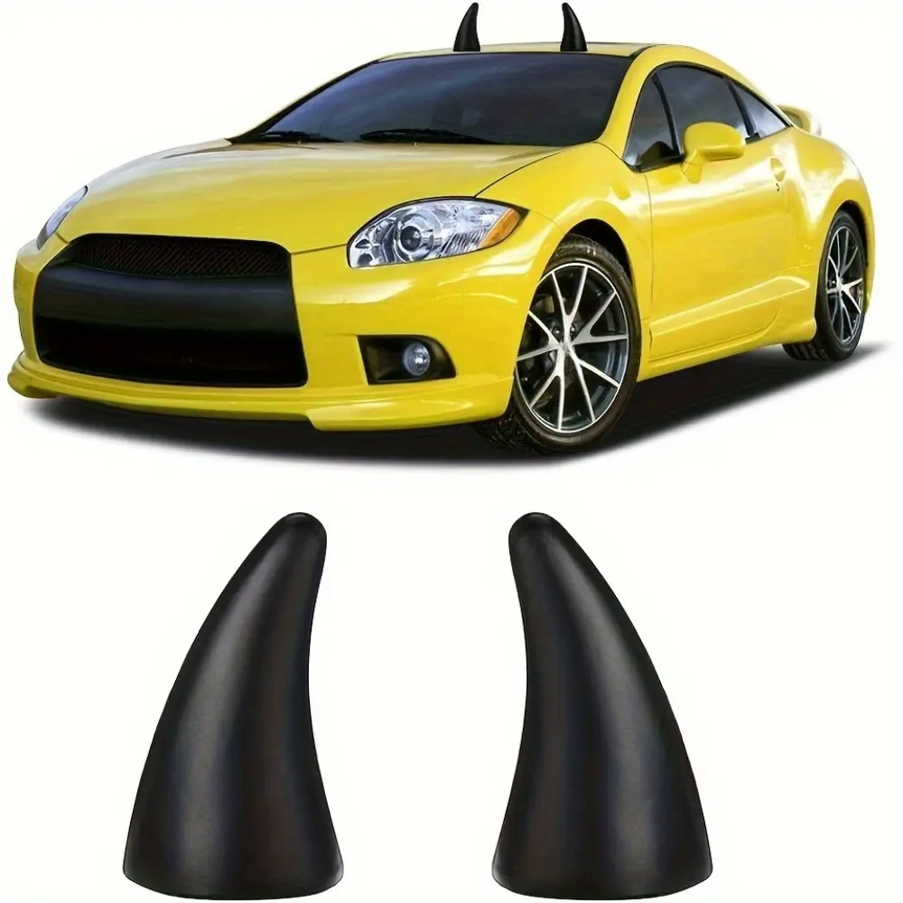 Devil Horn Car Decoration, Cool Car Decoration, Vehicle Exterior Decoration, Red with black tip, scratch-resistant, easy to stick, Suitable for cars, Halloween Vehicle Decoration, horn accessories