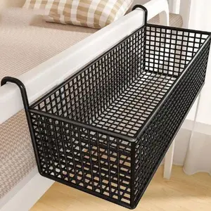 Dorm Bedside Hanging Basket, No-Drill Headboard Organizer, College Students Upper Lower Bunk Snack Rack, Dorm Storage Basket Tool