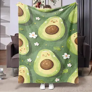Cartoon Avocado Pattern Blanket, Soft Warm Throw Blanket, Air-conditioned Room Blanket, Warm Nap Blanket for Home Office Travel Camping