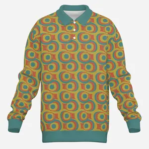 Men's 60s Style Polo Shirt | Mod Green Teal Knit Polo Shirt | Retro Polo Shirt Men Long Sleeve, 60s Mod polo shirt Men