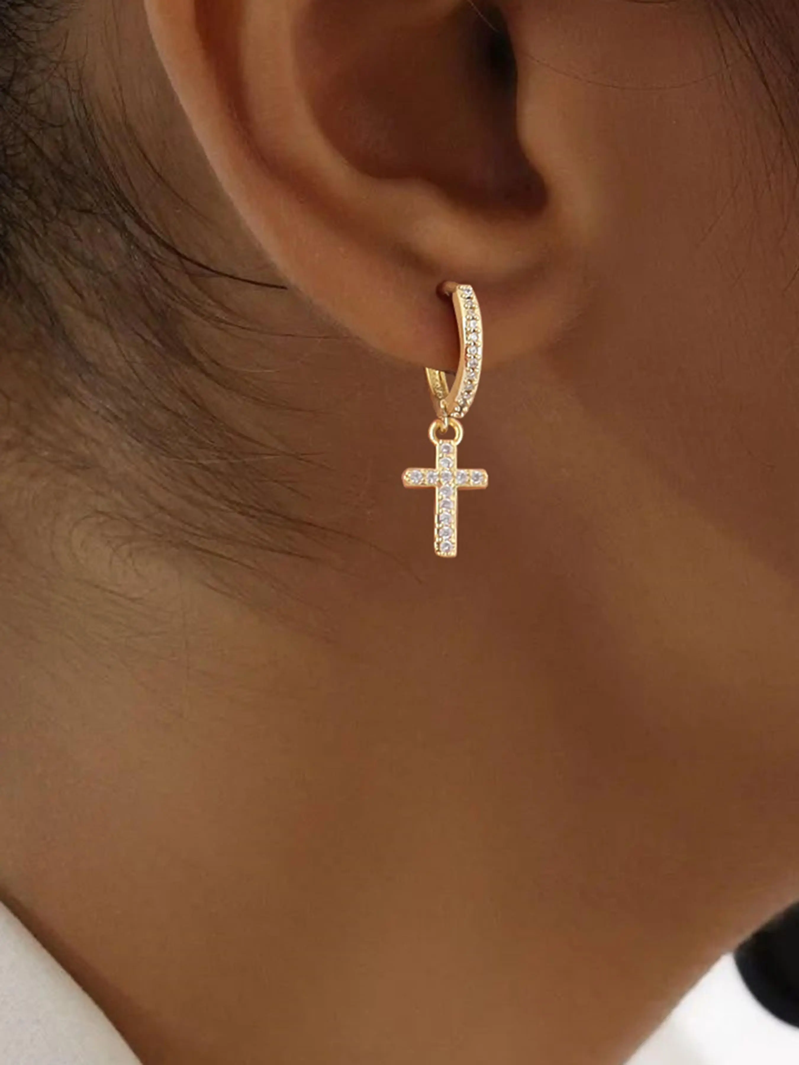 Cross Pendant Earrings, Fashionable Earrings for Women & Girls, Trendy All-match & Exquisite Jewelry for Birthday Gift, Cross Dangle Earring, Dangling Earrings