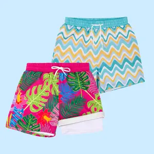 2-Pack Boys Swim Shorts with Compression Liner – UPF 50+ Quick-Dry Swimming Trunks for Kids