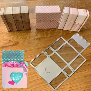 3D Gift Box Metal Cutting Die - Features foldable gift box template, Gift Box Design, and decorative elements. Compatible with various die-cut machines, it’s ideal for favor packaging, party item storage & journal decor.