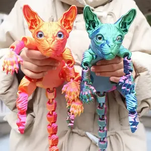 50cm Giant 3D Printed Hairless Cat Ornament, Movable Joints, Creative Colorful Decor for Home, Halloween & Christmas Party Gift, Decoration