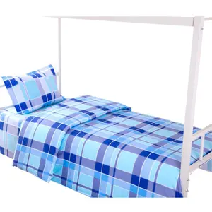 Student Dorm Bedding Set Geometric Check Pattern Duvet Cover For Single And Bunk Beds