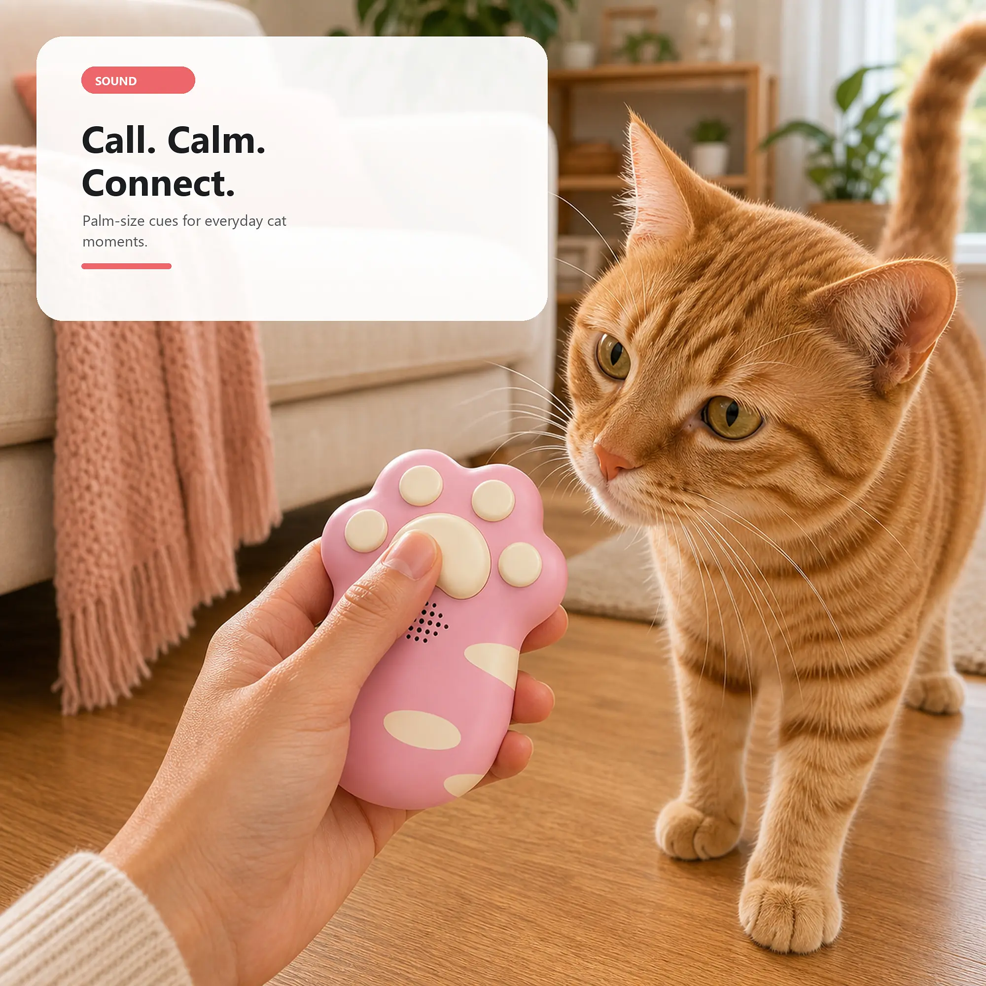MiaoLaiBao Cat Sound Communicator & Laser Toy, Palm-Sized Interactive Cat Caller with Custom Voice Playback, Cat Sounds, Bluetooth Audio and Red Dot Play for Indoor Cats