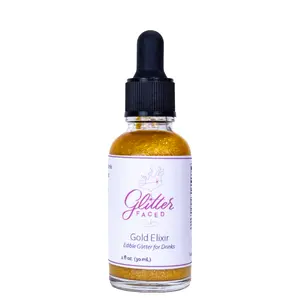 Gold Edible Glitter For Drinks - Perfect for Cocktails & Mocktails - 1 ounce Glass Dropper with Liquid Glitter