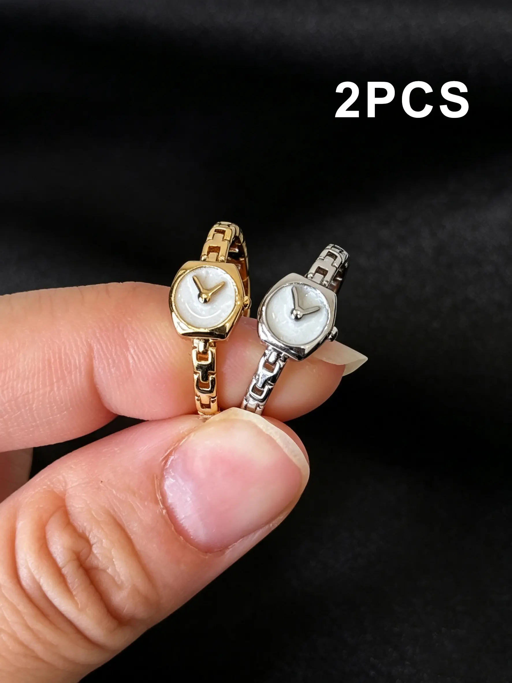 2pcs Adjustable Watch Ring for Women and Men, Elegant Plain Design, All-Season Fashion Accessory, Copper Material, Unisex Jewelry, Adjustable Rings