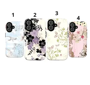 Soft Girl Butterfly Aesthetic Cellphone Case - Vintage Flower, Music Notes, Pastel Cottagecore, Durable Tough, Waterproof Protection Cover for iPhone 11-17, Customized Handheld Phone Accessory, Perfect Gift for Her