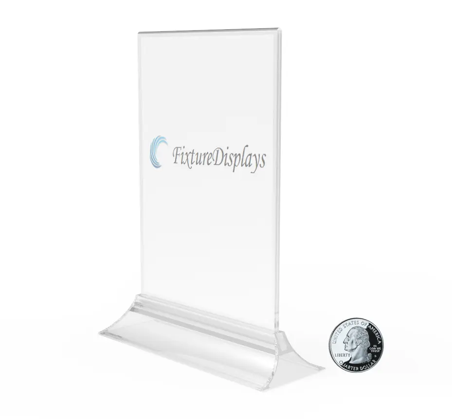 FixtureDisplays® 4 x 6" Sign Holder for Tabletops,Double-sided - Clear 19024