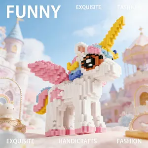 1547pcs Unicorn Series Building Blocks Set, Creative DIY Toy Decorations, Micro Particles Craft Kit, Home Living Room Decoration Gift