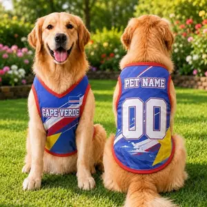 Personalized Cape Verde Pet Soccer Jersey, Custom Dog Football Shirt, Cape Verde Dog Jersey, Puppy Sports Outfit, Custom Name Pet Apparel LVD AIX