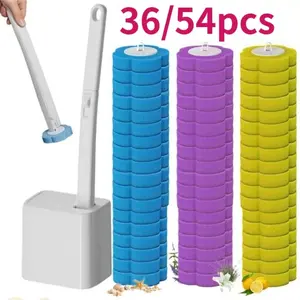 New 2026 Disposable Toilet Cleaning Kit, Includes 36/54 Replacement Brush Heads, Toilet Cleaner, Sink System, Bathtub Drain Plug, Cleaning Stick