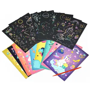 Cartoon Scratch Painting Children Drawing Toys Art Creativity DIY Graffiti Supplies Dazzling Color Scratched Paintbook TMZ
