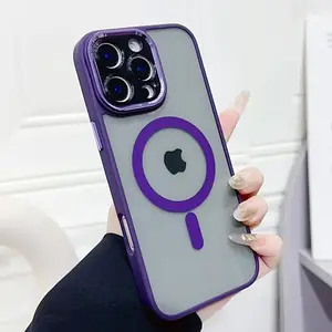 Magnetic phone case, shockproof case for iPhone 16 16e 15 14 13 Plus 12 11 Pro Max is compatible with MagSafe and has a semi-transparent matte finish Ultra-thin phone case on the back Cellphone Protection phone cases Protector Smartphone Cover Wireless