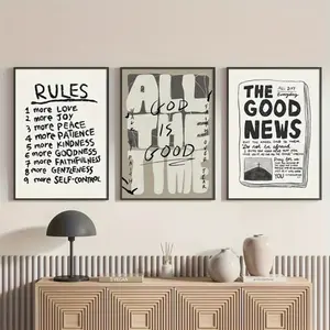 Modern Minimalist Christian Quote Prints Wall Art Set, 3pcs Wooden Frame Religious Inspirational Decor, Simple Modern Style Hanging Paintings Decorative Artwork