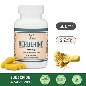 DOUBLE WOOD SUPPLEMENTS Berberine Supplement 500 mg - Plant-Based Metabolic Support for Healthy Cholesterol & Cardiovascular Function - Soy-Free Gluten-Free Non-GMO Vegan