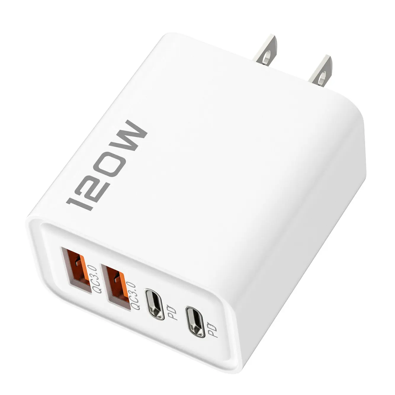 4 Ports QC3.0 PD Fast Wall Charger, Type C USB C Hub Power Adapter Plug wall Charger Block