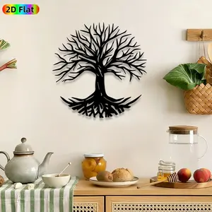 1pc Bare Tree with Roots Metal Wall Art, Silhouette Tree wall Scupltures Mural, Intricate Craftsmanship, Perfect for Thanksgiving, Housewarming Decor, Perfect for Living Room Garden Fence Studio Decor, Ideal Gift for Nature Enthusiasts.