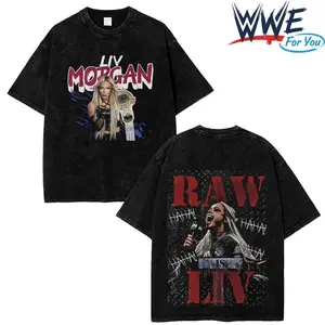 Liv Morgan Washed Black T-Shirt WWE Raw Champion Shirt Vintage Acid Wash Graphic Tee Unisex  100% Cotton Streetwear Wrestling Fans Top