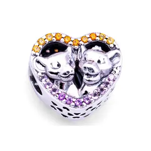 PANDORA Disney Sparkling Simba & Nala Heart Charm - 798044NPRMX