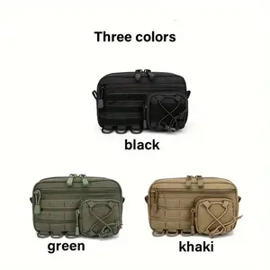 Durable Tactical Edc Kit with Molle System, Compact Nylon Waist Bag, Zipper Pockets, Portable Travel and Outdoor Use, Available in