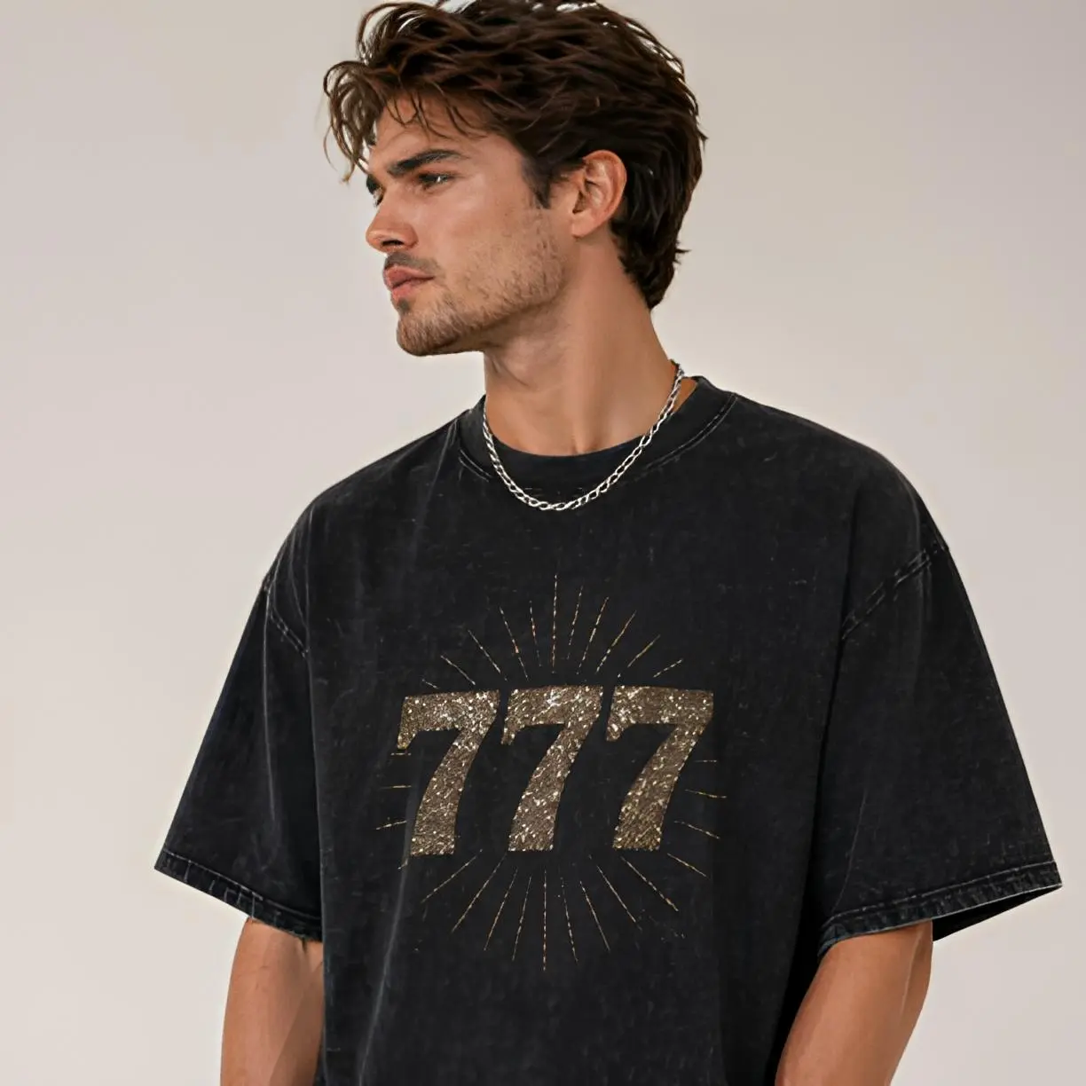 777 Lucky Number Vintage Washed Oversized T-Shirt - Angel Number Manifestation Tee #Lucky777 #Manifestation