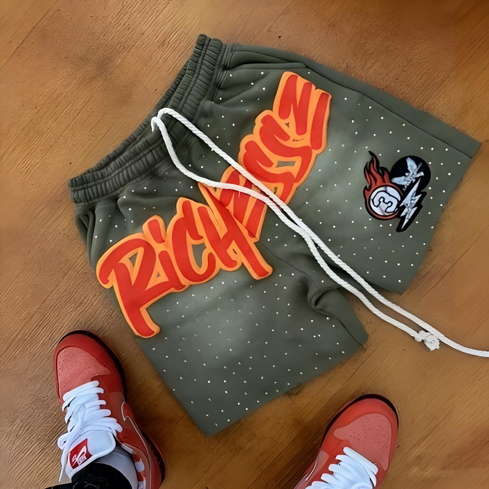 Tropical Operator01 Graphic Sweatpants Pure Cotton Streetwear Y2K Oversized Vintage Viral Trend Streetwear Fashion Summer Casual Daily Athletic Outfit Rhinestone Urban Hip Hop Style Men Unisex Trendy Loose Fit Bottom