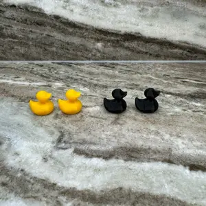 3D Printed Duck Valve Stem Caps x4 - Yellow & Black - Durable & Fun Design for Easy Identification