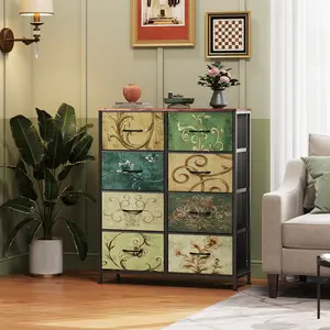 WLIVE Fabric Dresser for Bedroom, Tall Dresser with 8 Drawers, Storage Tower with Fabric Bins, Double Dressers, Chest of Drawers for Closet, Living Room, Hallway