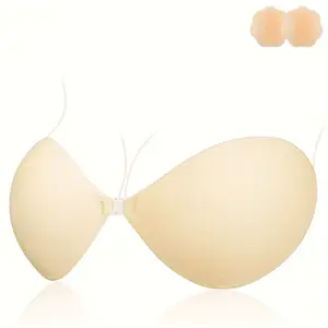 Niidor Strapless Push-Up Silicone Bras With 2 Nipple Covers - Invisible, Self-Adhesive, Reusable And Seamless Push Up Sticky Boobs Bra, Wireless Stick On Bras For Women Lingerie & Underwear