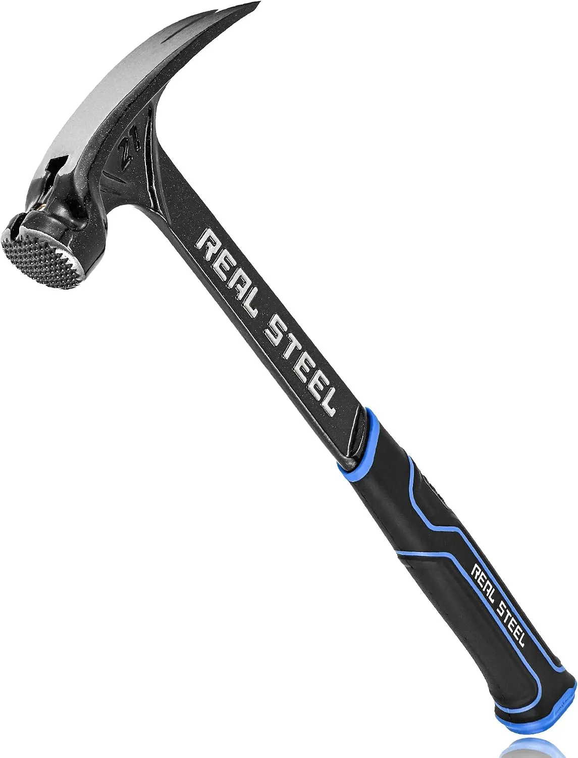 21 Oz One Piece Forged Milled Face Framing Hammer with Rip Claw 0517, Black
